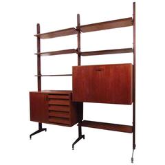 Mid-Century Modern Italian Teak Wall Unit Bookshelf 4