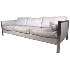 Vintage Modern Chrome Frame Sofa after Milo Baughman