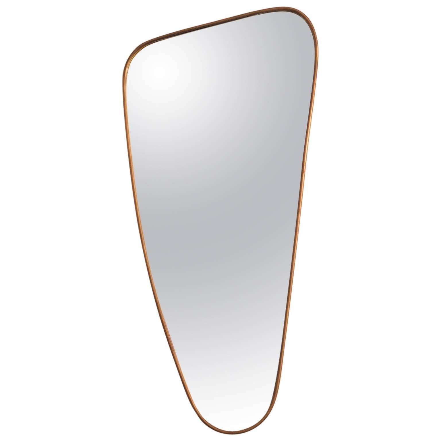 Italian  Free-Form Organic Brass Mirror,  Milano 1950
s.