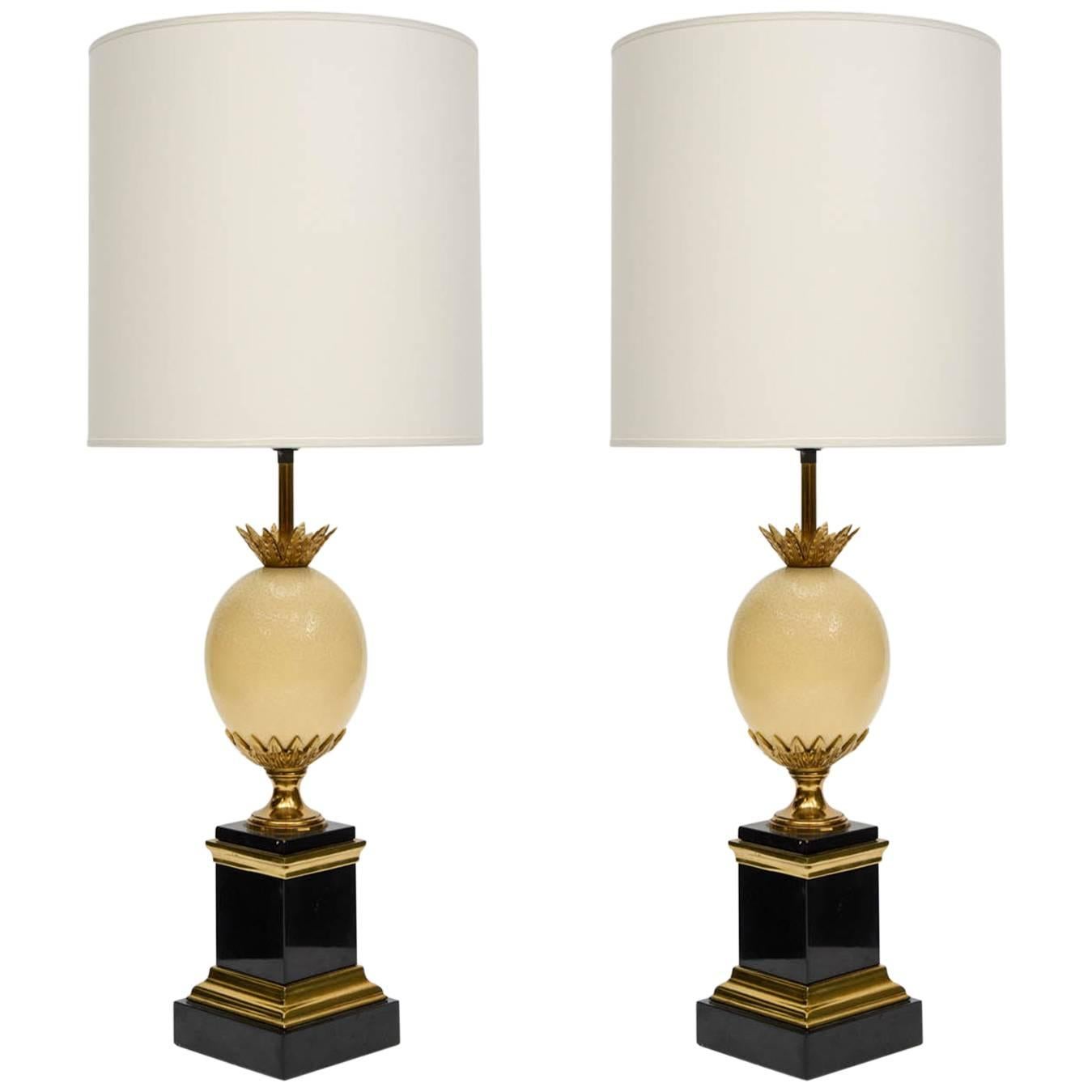 Pair of Ostrich Egg Lamps by Maison Charles