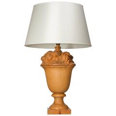 Tuscan Raw Wooden Lamp, Entirely Hand-Carved 5
