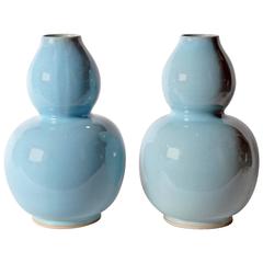 Celadon Blue Double Gourd-Form Vase