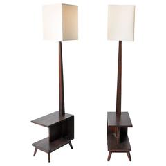 Pair of Modern Side Table Floor Lamps