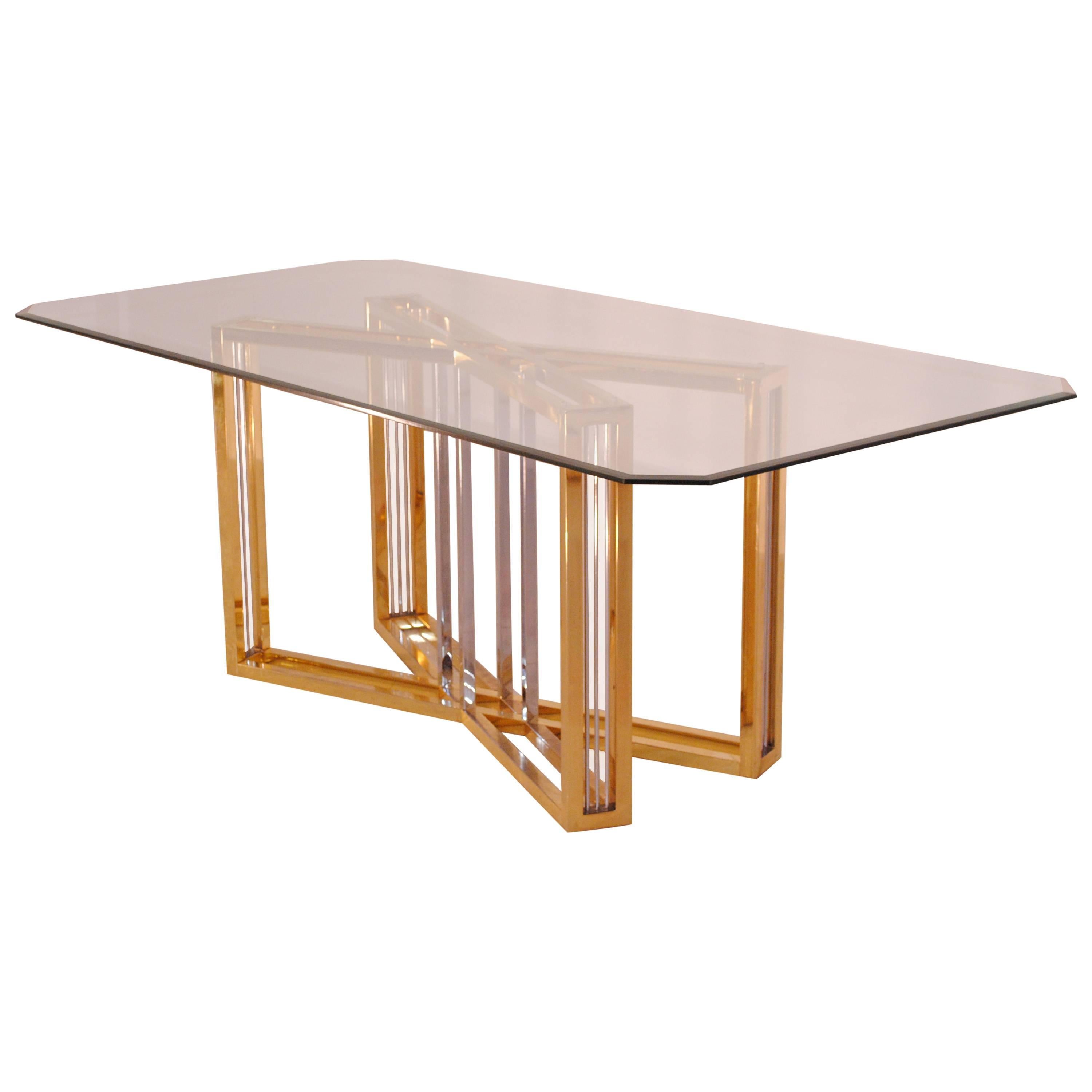 Important Dining Table by Belgo Chrome, Belgium, 1970s For Sale