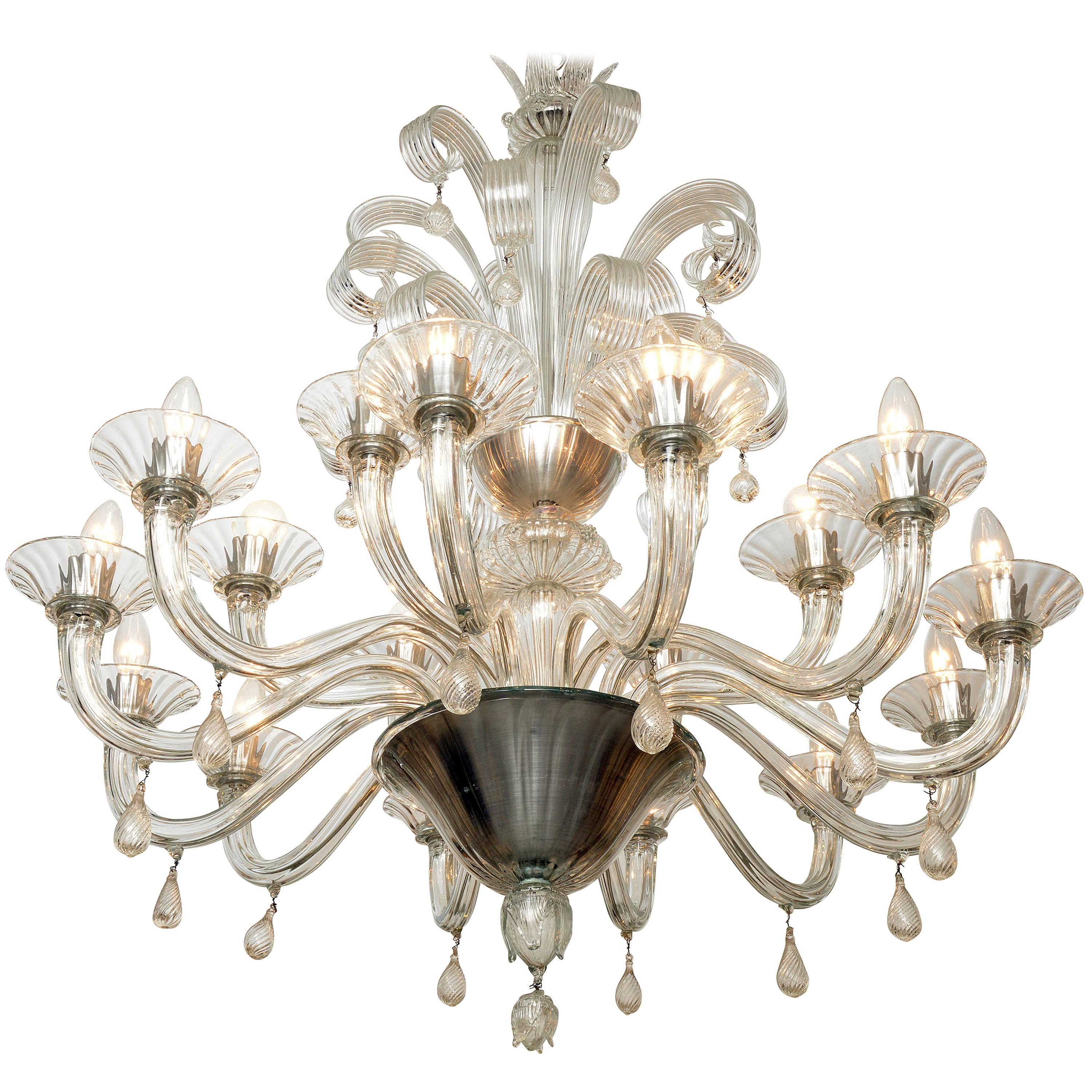 Venini Murano Chandelier Designed by Napoleone Martinuzzi, Italia 1928