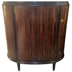 Zebra Wood Veneer Deco Demilune Cabinet