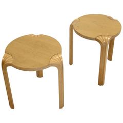 Early Pair of Fan Leg Stools by Alvar Aalto