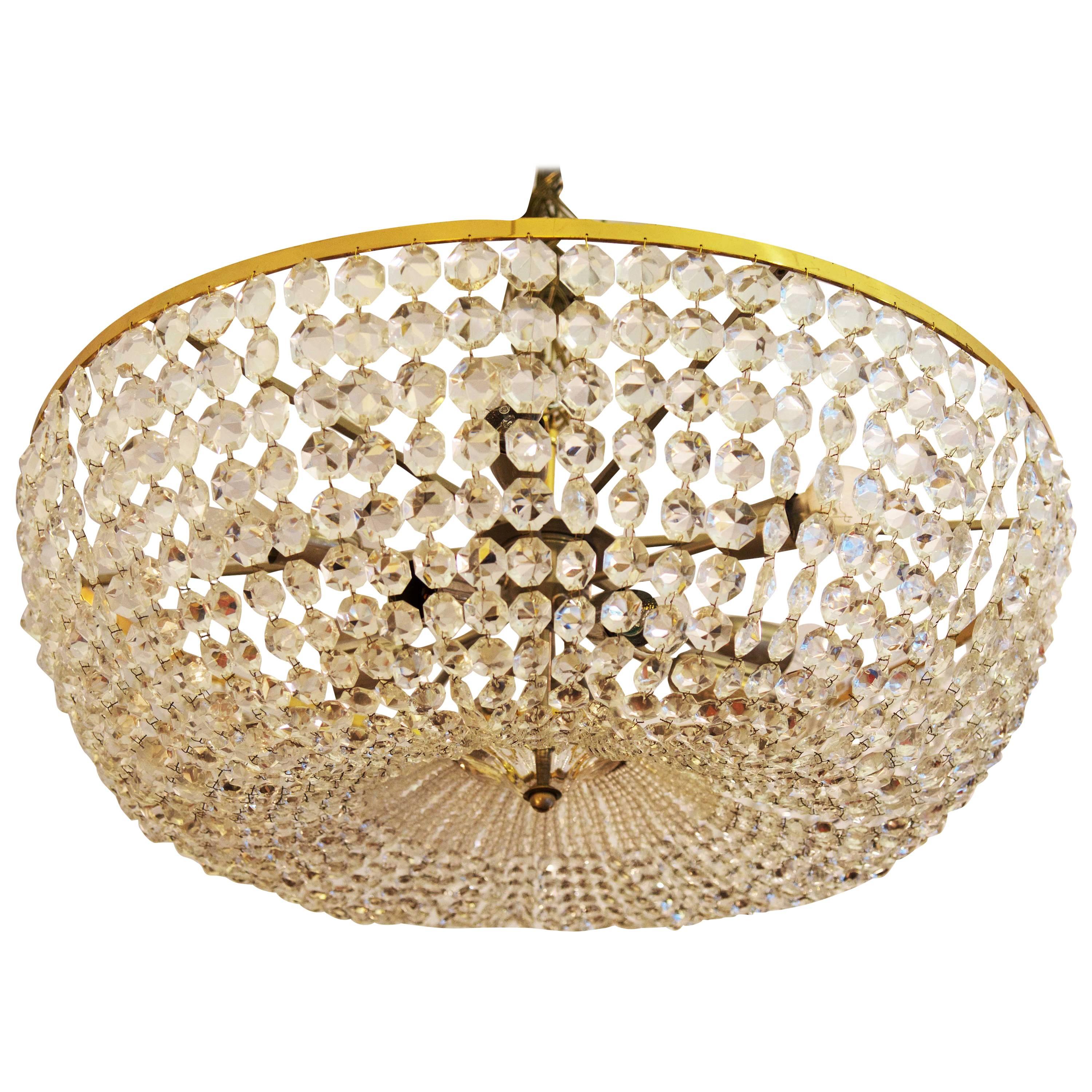 Spectacular Classical Basket Cut Crystal Chandelier by Bakalowits & Söhne