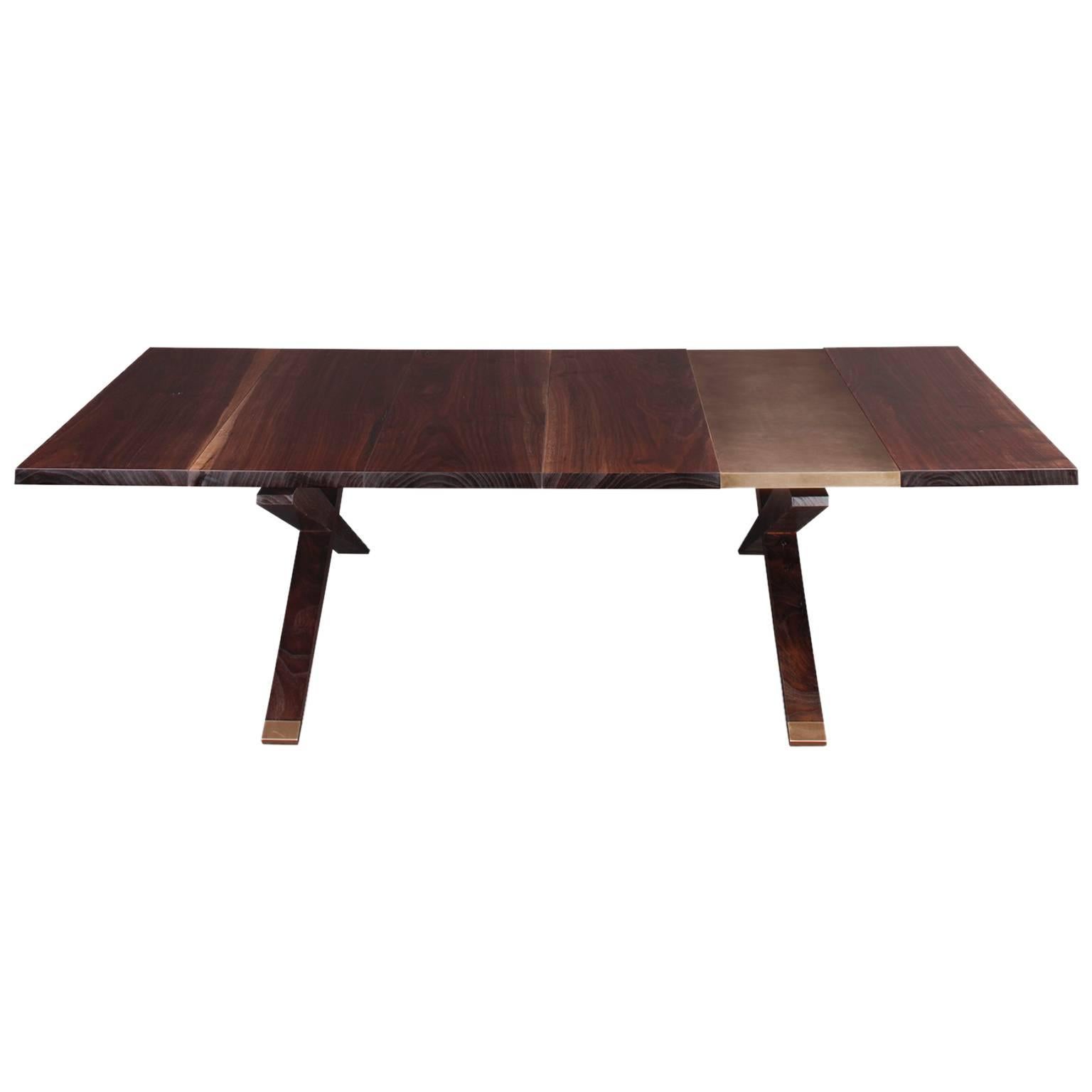 "Hollywood" Coffee Table in Smoked Walnut and Etched Bronze by Studio Roeper
