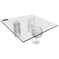 Unique Studio Cast Sculptor Created Acrylic Coffee Table, circa 1985