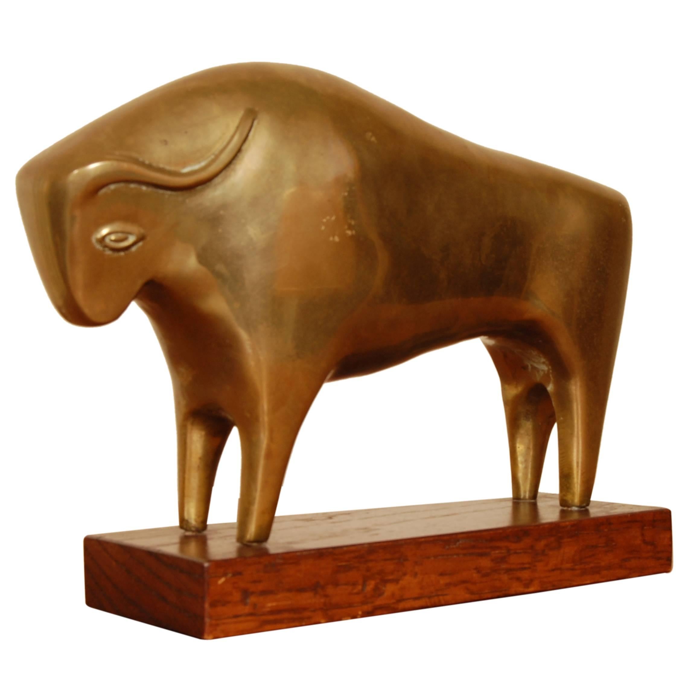 Brass Abstract Bull Sculpture