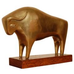 Brass Abstract Bull Sculpture