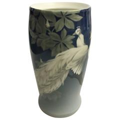 Rare Bing & Grondahl Vase with Peacocks