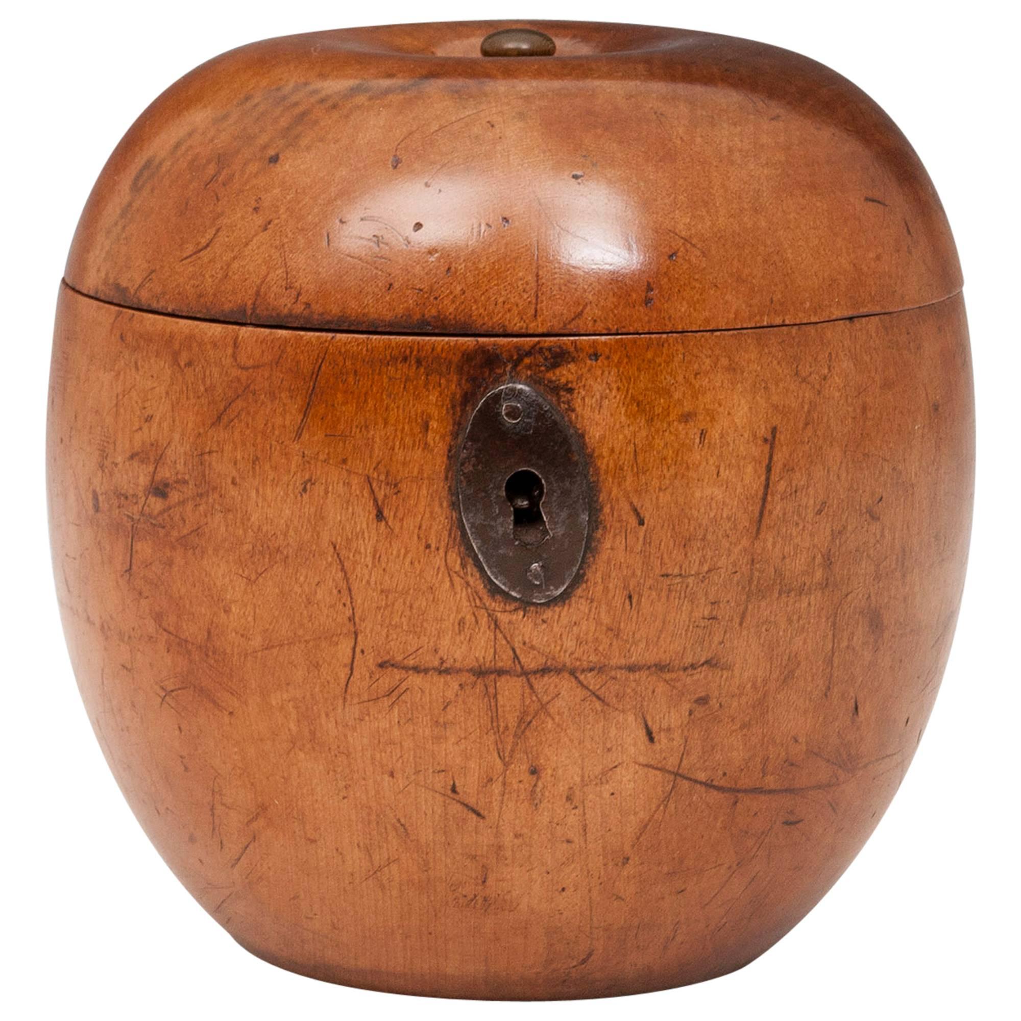Antique Treen Apple Fruitwood Tea Caddy