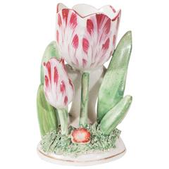 Flower, a Staffordshire Pottery Tulip with Purple and White Stripes