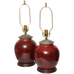 Pair of Oxblood Table Lamps