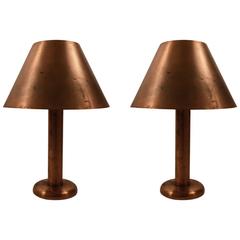 Pair of Copper Lamps Attributed to Russel Wright