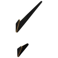 Ten Big and Small Asymmetric Modernist Brass Wall Hooks by Hertha Baller