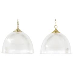 Pair of Mid-Century Chapman Brass and Glass Pendants