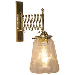 Art Deco Extendable Wall Lamp with Clear Cut Glass