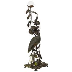 Tall French Art Nouveau Heron Floor Lamp 3