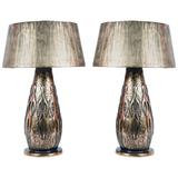 Pair of Bronze Table Lamps by Régis Royant