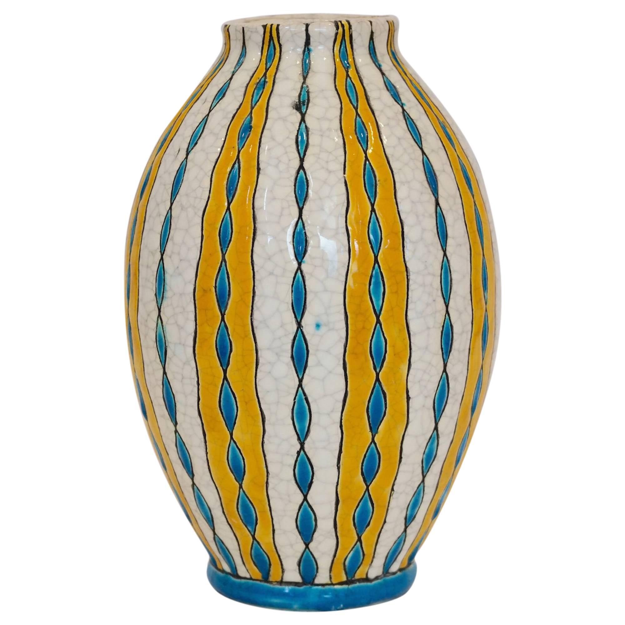 Charles Catteau Three-Colour Geometric Vase