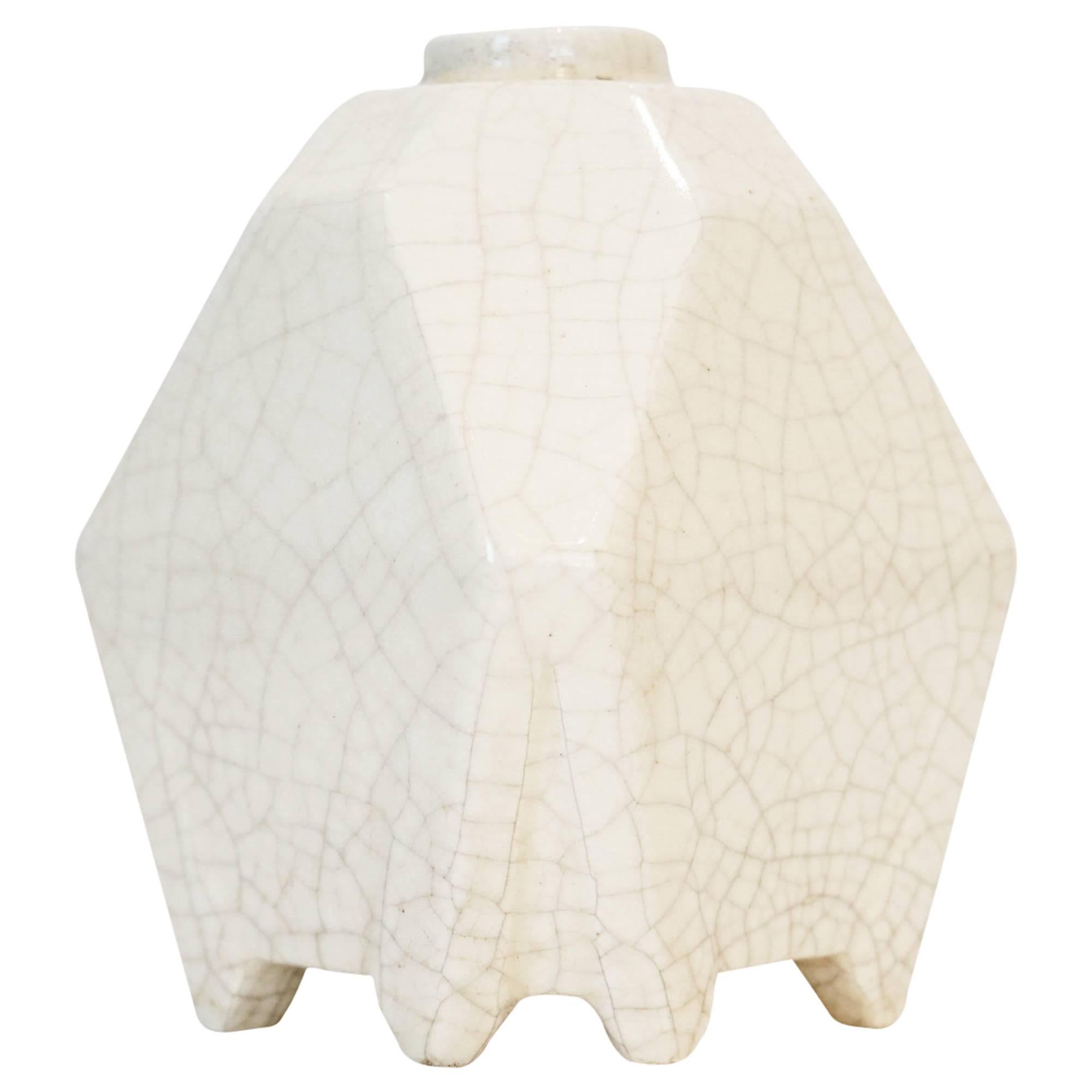 White Octoganal French Vase For Sale