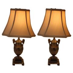 Pair of Classical Style Bronze Urn Table Lamps