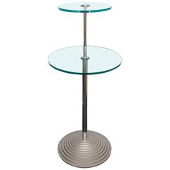 Italian 1960s Two-Tier Occasional Cocktail Table in Glass and Chrome
