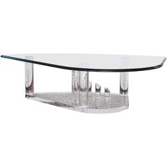 Architectural, Midcentury, "Teardrop" Lucite Cocktail Table also with lucite top