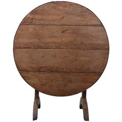 French Mid-19th Century Fruitwood Tilt-Top Wine Tasting Table