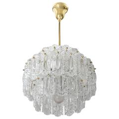 Hollywood Regency Style Glass and Brass Chandelier, Germany 1960s 7