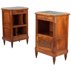 Vintage Faux Pair of 1930s French Louis XVI Style Marble-Topped Cabinets 