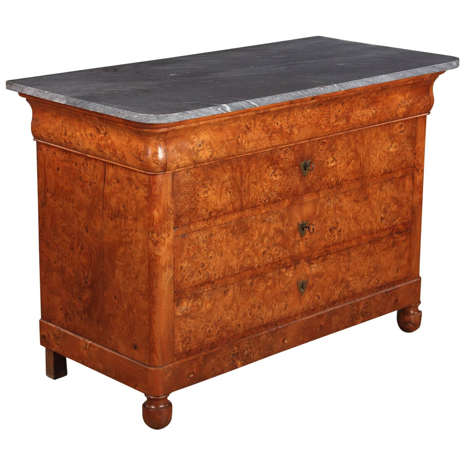 French Restauration Chest of Drawers with Marble Top, Early 1800s