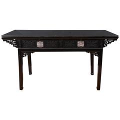 19th Century Black Lacquer Chinese Alter Table