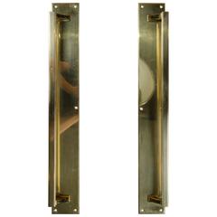 Pair of Large Brass Deco Style Pull Handles