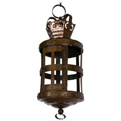 Antique Arts and Crafts Large Copper Lantern