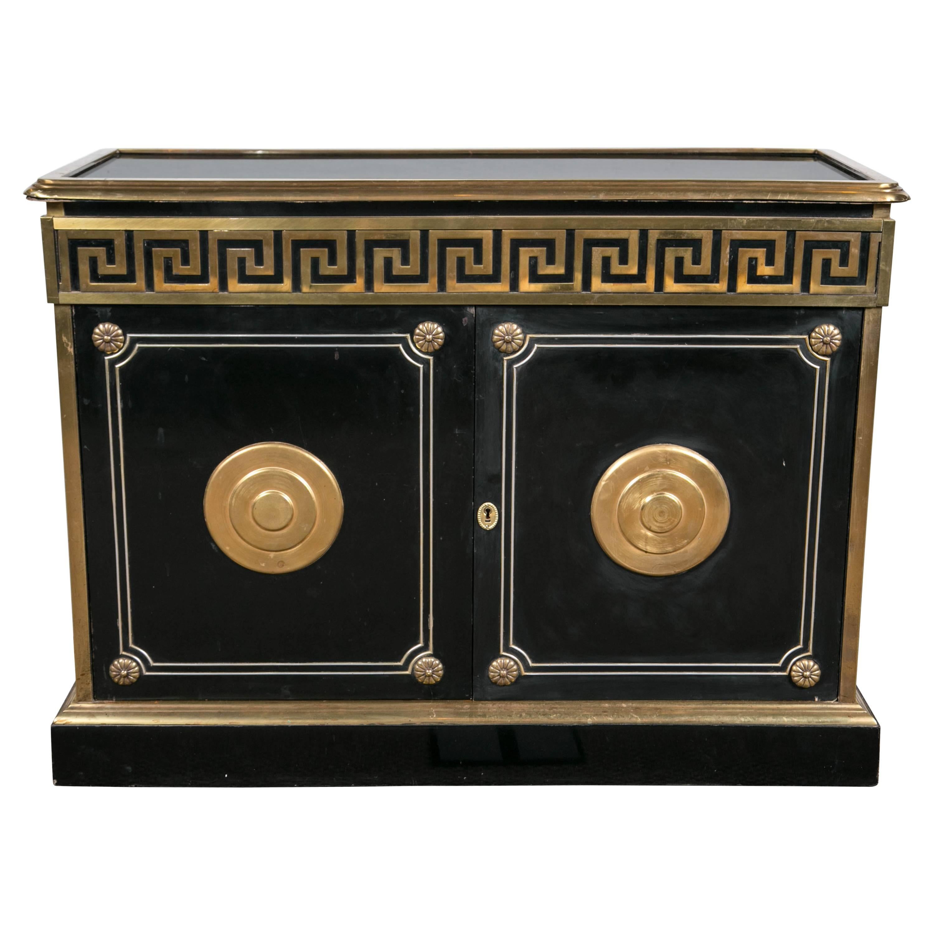 Ebonized Greek Key Design Commode