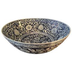 Monumental Chinese Export Blue and White Center Bowl