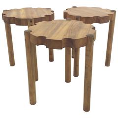 Clever Trio of Solid Wood Stacking Stools