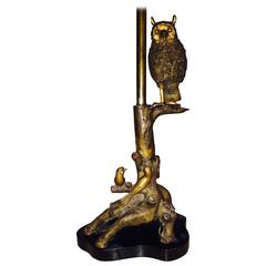 Large-Scale Marbro Brass Sculptural Owl Lamp