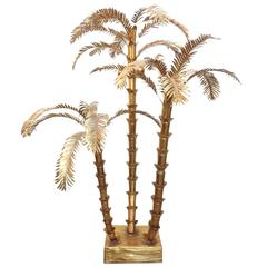 1970s French Brass Palm Tree Grove Floor Sculpture