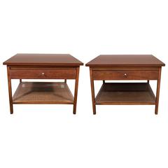 Pair of 1960s Paul McCobb Side Tables for Lane in Walnut and Rosewood