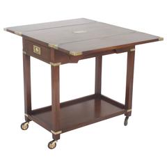 Antique Campaign Style Drinks or Tea Trolley