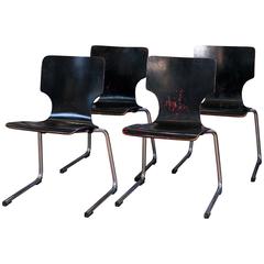 Set of Four Black Mid-Century Modern Chairs 3