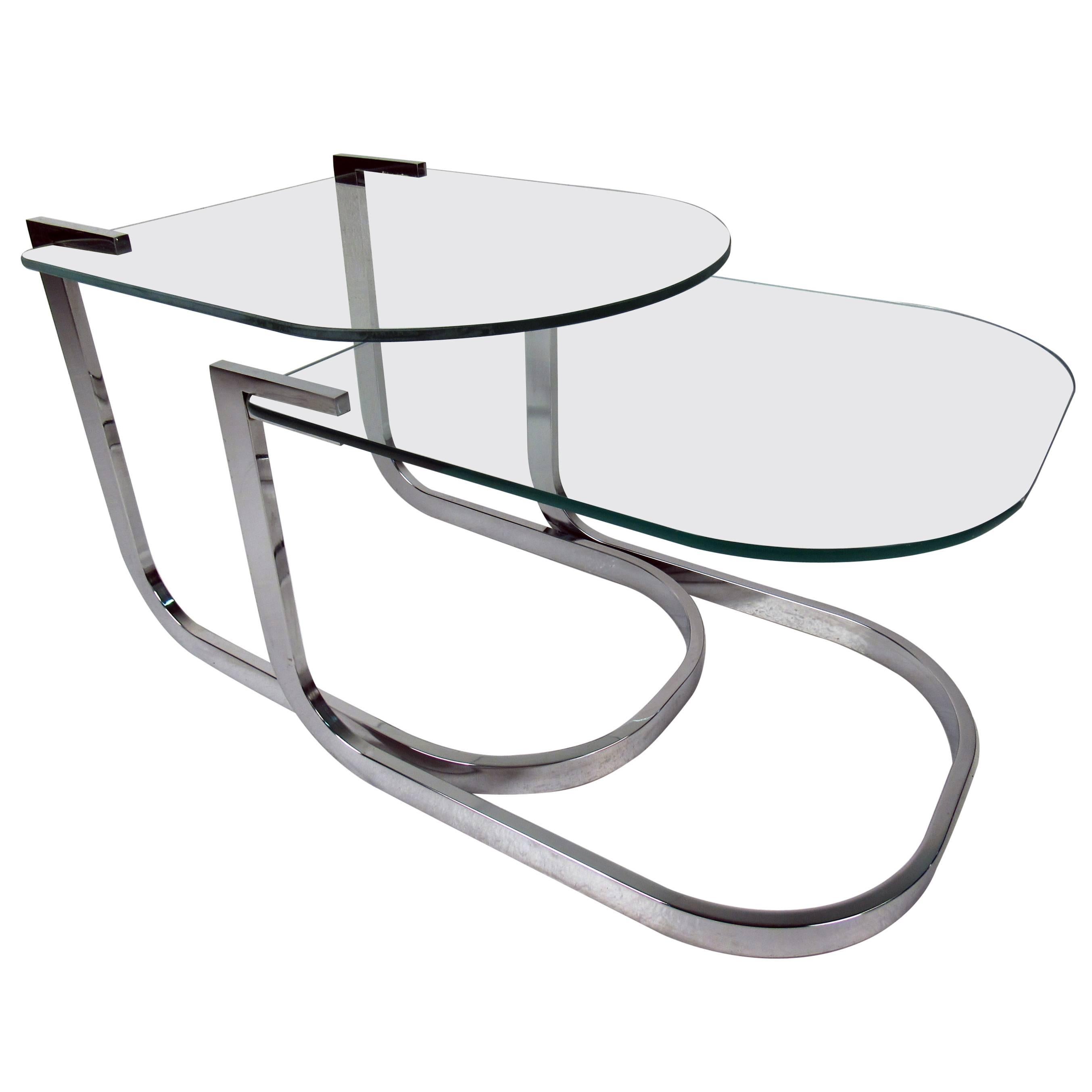 Set of Midcentury Chrome and Glass Nesting Tables by DIA