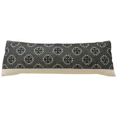 Dark Indigo Embroidery Fez Antique Textile Bolster Decorative Pillow