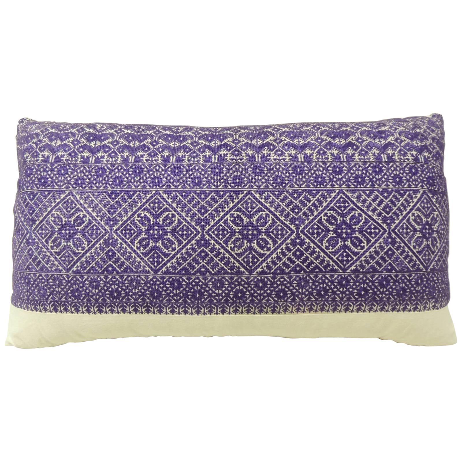 Antique Purple Embroidery Fez Decorative Bolster Pillow