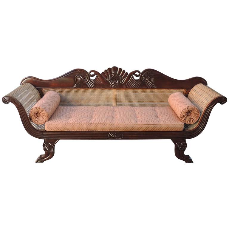 19th Century Jamaican Regency Mahogany HandCaned Sofa For Sale at 1stdibs